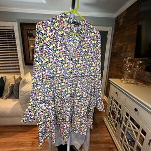 Boohoo Floral western Long Sleeve button up dress size 8